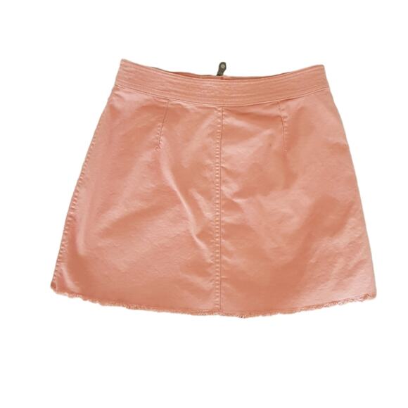 Madewell A Line Zip Blush Pink Frayed Hem Denim Mini Skirt Size 4 - Picture 6 of 14